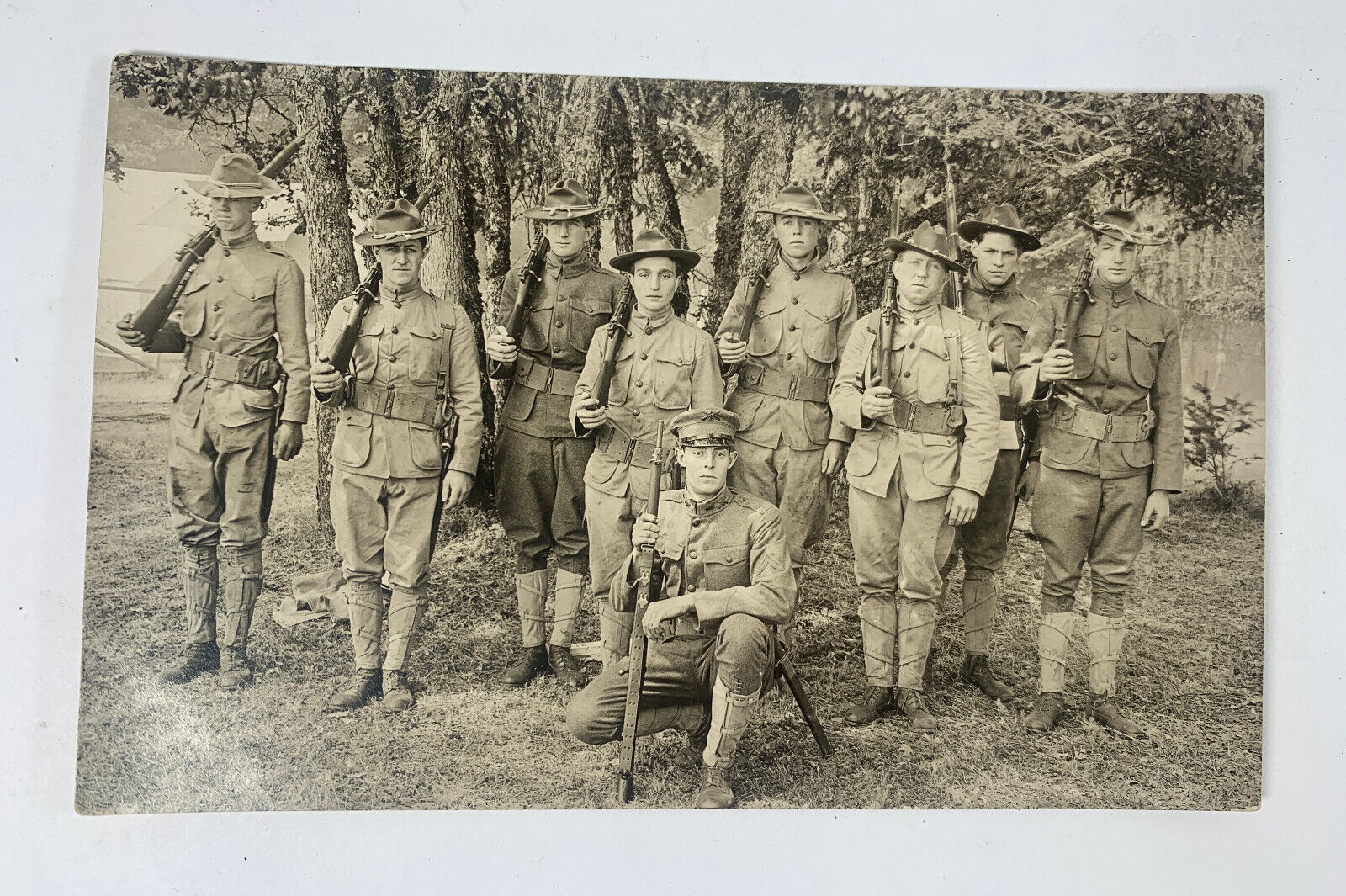 VTG RPPC WW1 3RD INFANTRY DIVISION GROUP SHOT SOLDIERS GUNS POSTCARD CIRCA 1917