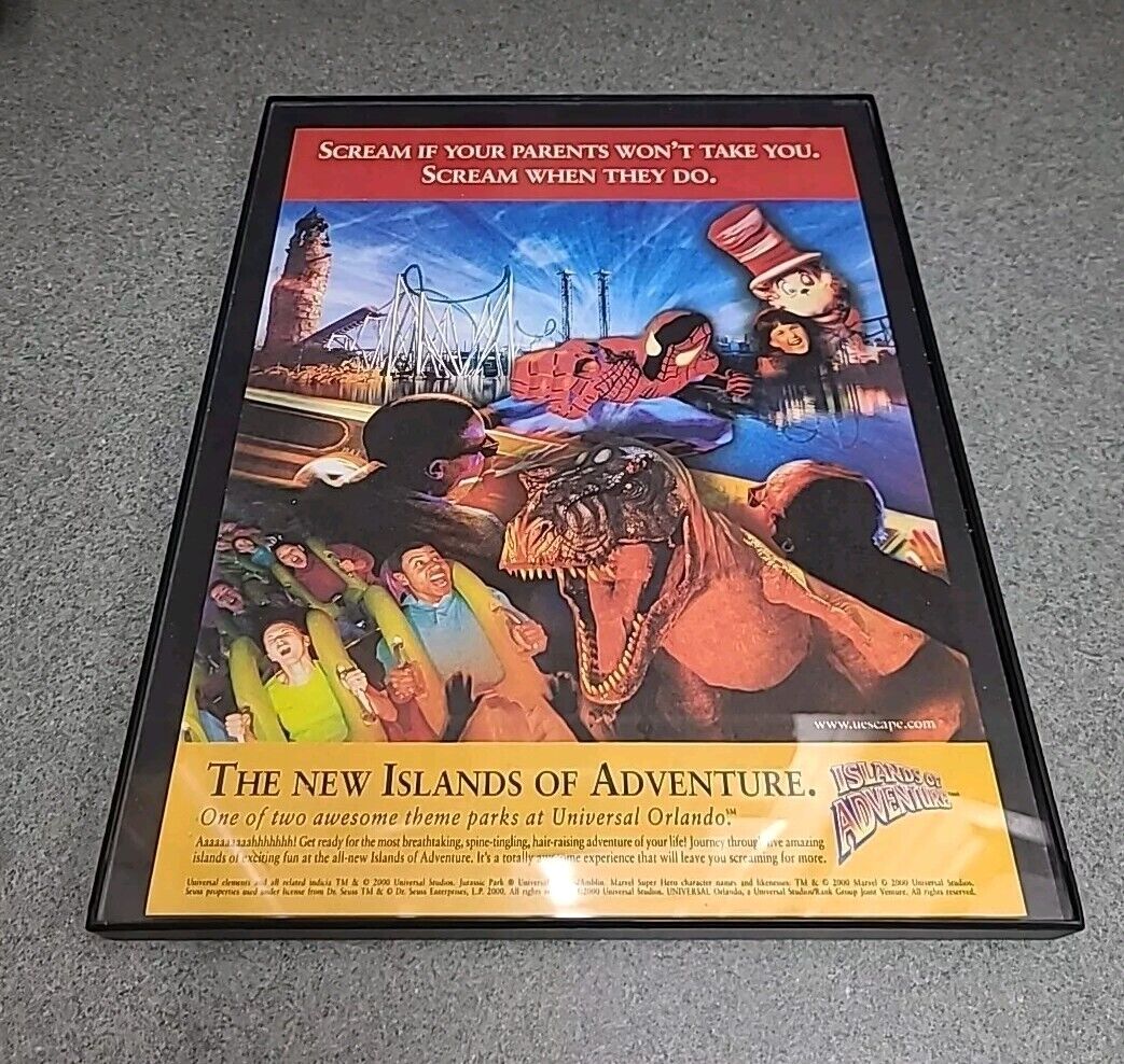Islands Of Adventure Theme Park Universal 2000 Print Ad Framed 8.5x11 Wall Art 