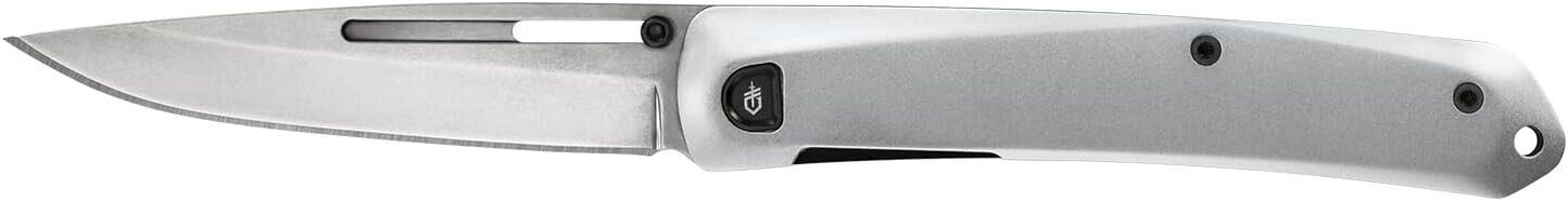 Gerber Affinity Folding Pocket Knife Aluminum Handle Silver 3.5”SS Blade EDC-NEW