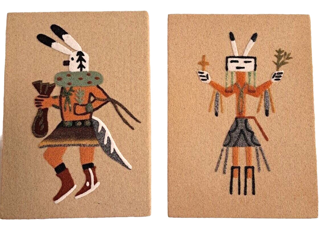 W.Yazzie Navajo Native American Pair of Sandpaintings Kachina Yee 5\