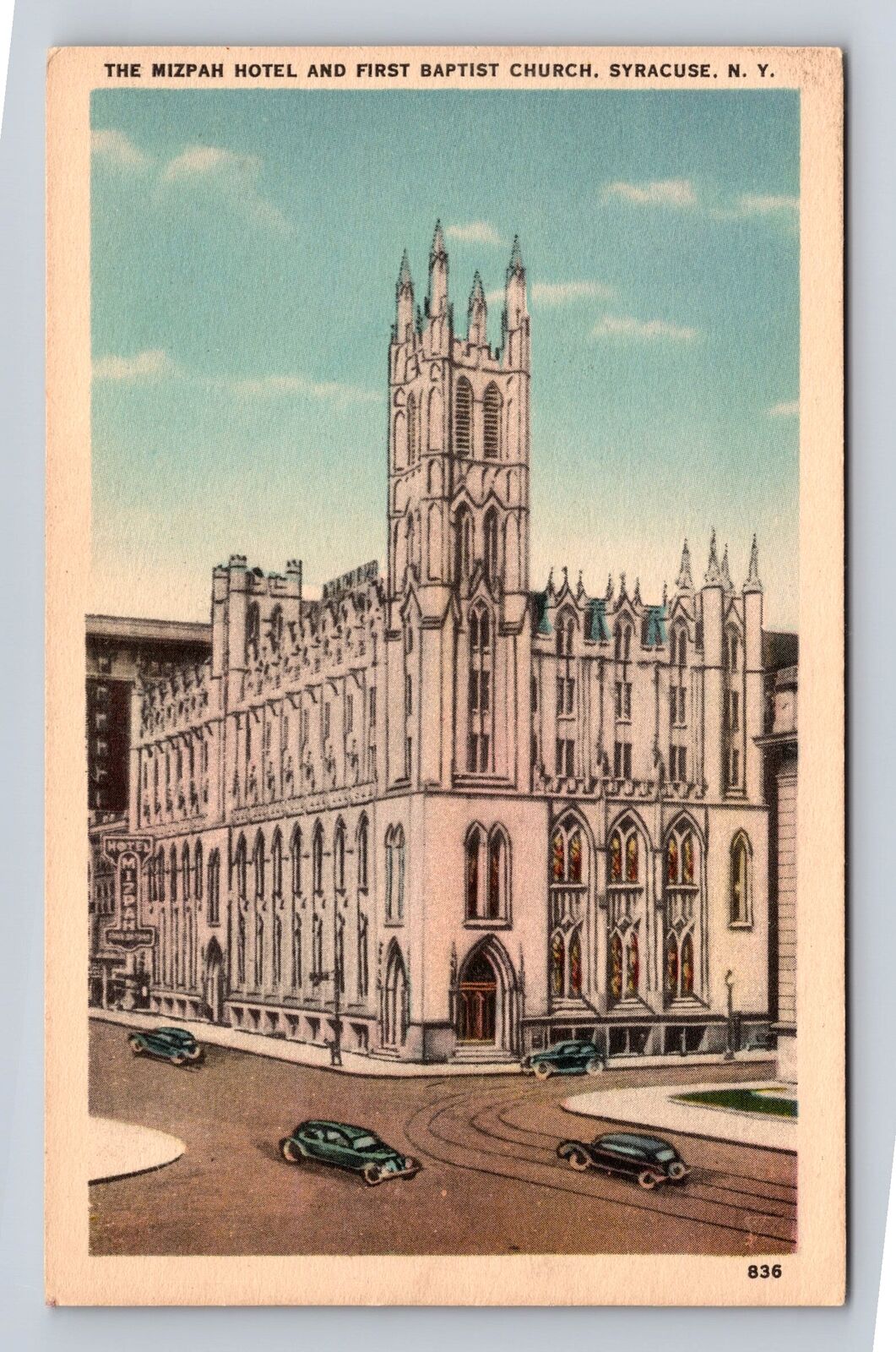 Syracuse NY-New York, Mizpah Hotel First Baptist Church Antique Vintage Postcard