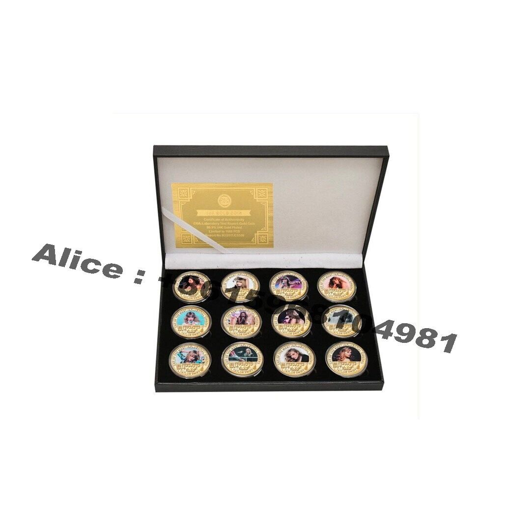 12pc/Box Famous American Singer ST Gold Plated Coin Commemorative Coin