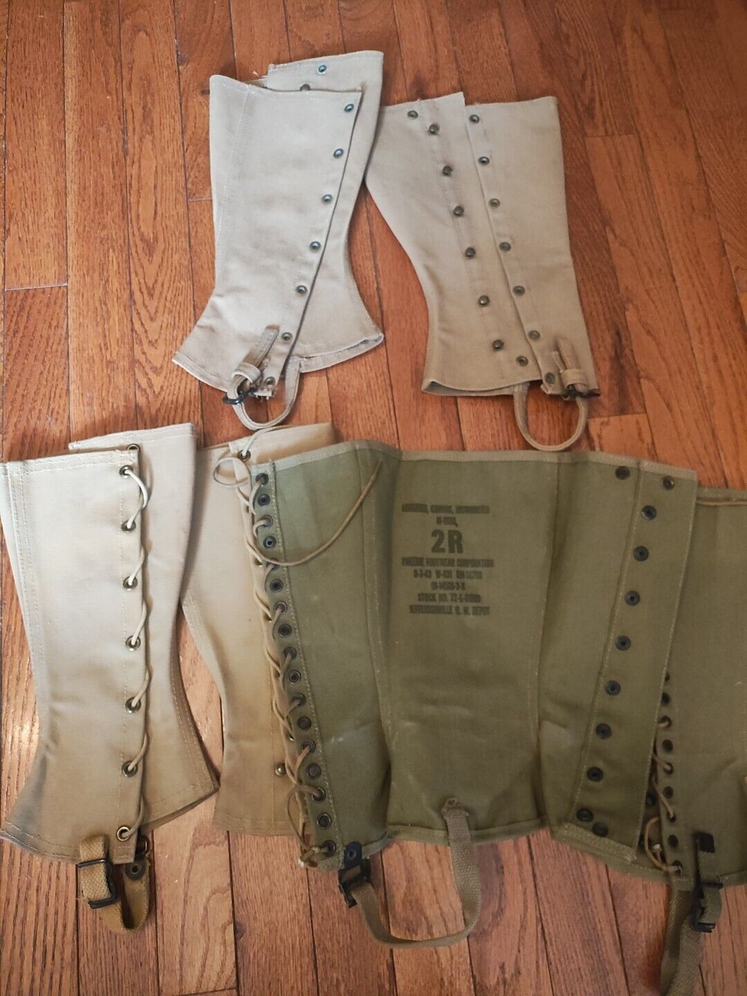 Lot 3 Pair WW2 Vintage United States USMC  Army Canvas Anklets /Gaiters / Spats