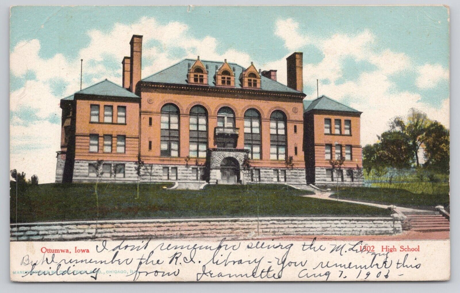 1906 Ottumwa Iowa IA High School Antique Postcard
