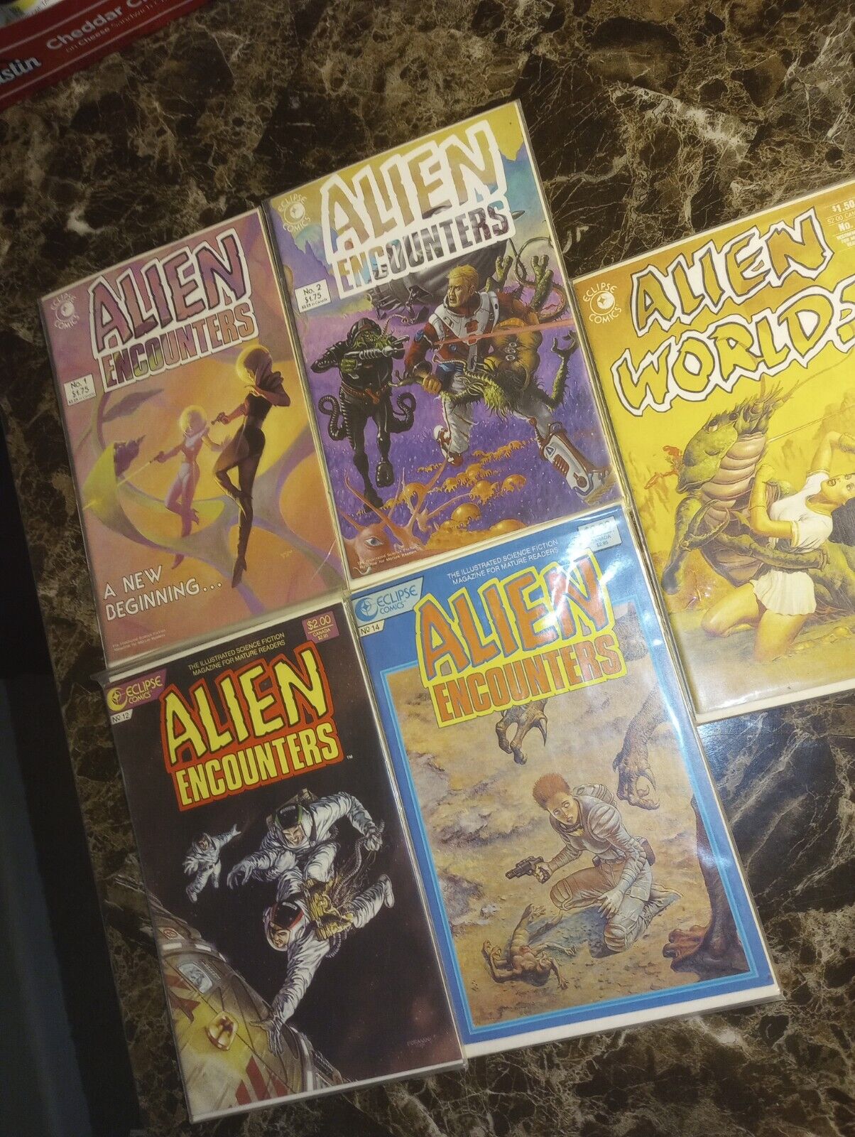 Alien Encounters Lot #1 & 2 12 14 Eclipse Comics 1985 Alien Worlds #9