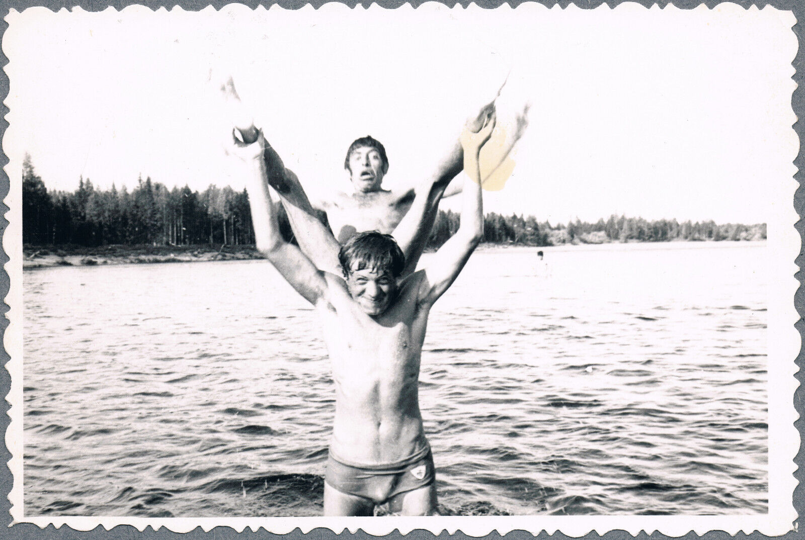 1960s Bulge Beefcake Shirtless Men Trunks Gay Interest Vintage Snapshot Photo