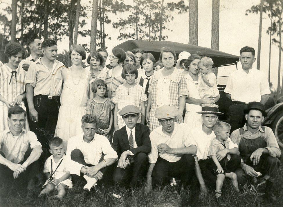 PP267 Vtg Photo SUMMER GATHERING, INTERESTING GROUP BY CAR c Early 1900\'s