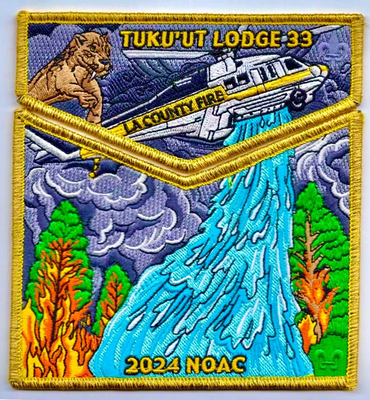 OA Tuku\'Ut Lodge 33 BSA LA 2024 NOAC 2-Patch HELICOPTER MYLAR CONTINGENT 50 MADE