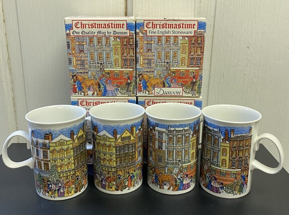 Dunoon Christmas Mug Set of 4 in Original Boxes Christmas Time England