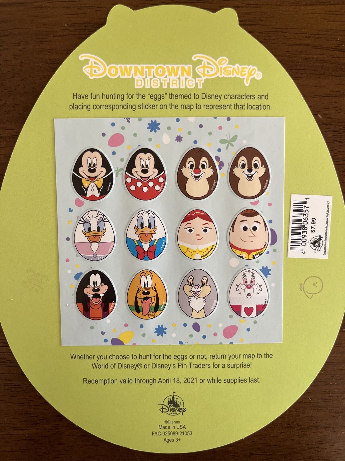 Disney Easter Eggstravaganza Downtown Disney Map 2021 w/stickers NEW