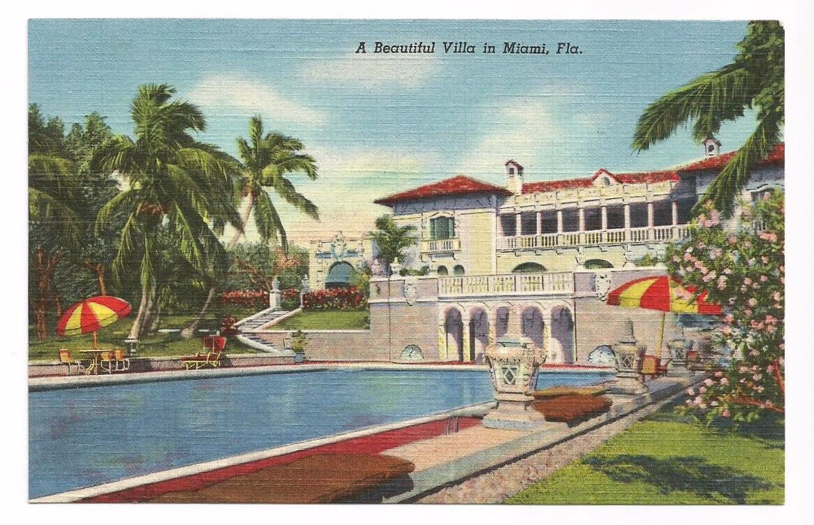 Miami Florida FL Postcard Villa Linen
