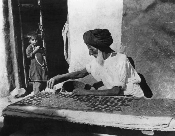 Making a batik in India Historic Old Photo