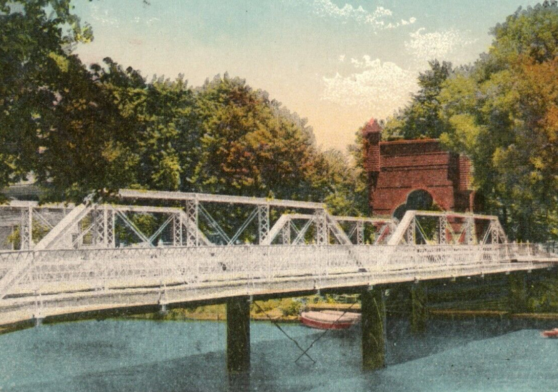 Oak Street Bridge River Side Park Wichita Kansas S H Kress & Co Postcard