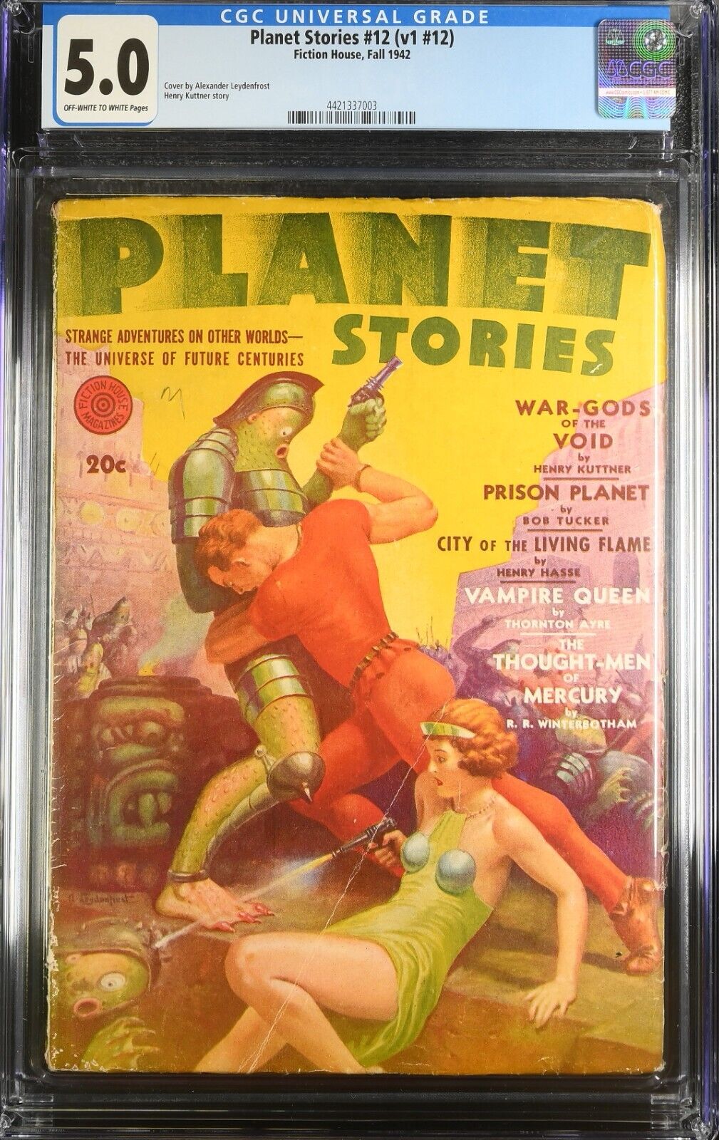 PLANET STORIES #12 (V1 #12) CGC 5.0 FICTION HOUSE FALL 1942 PULP SCI-FI COVER