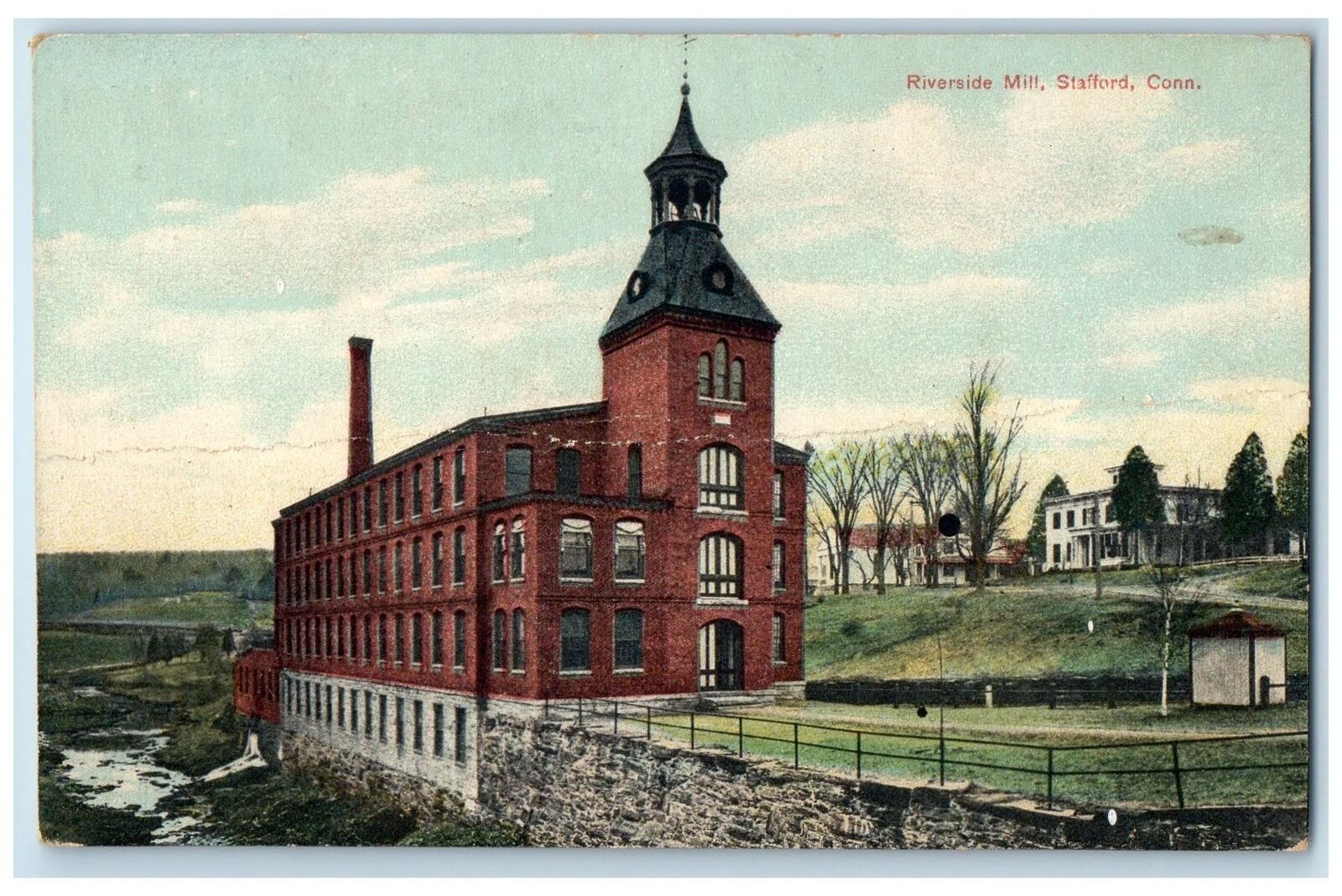 c1910s Riverside Mill Exterior Stafford Connecticut CT Unposted Vintage Postcard