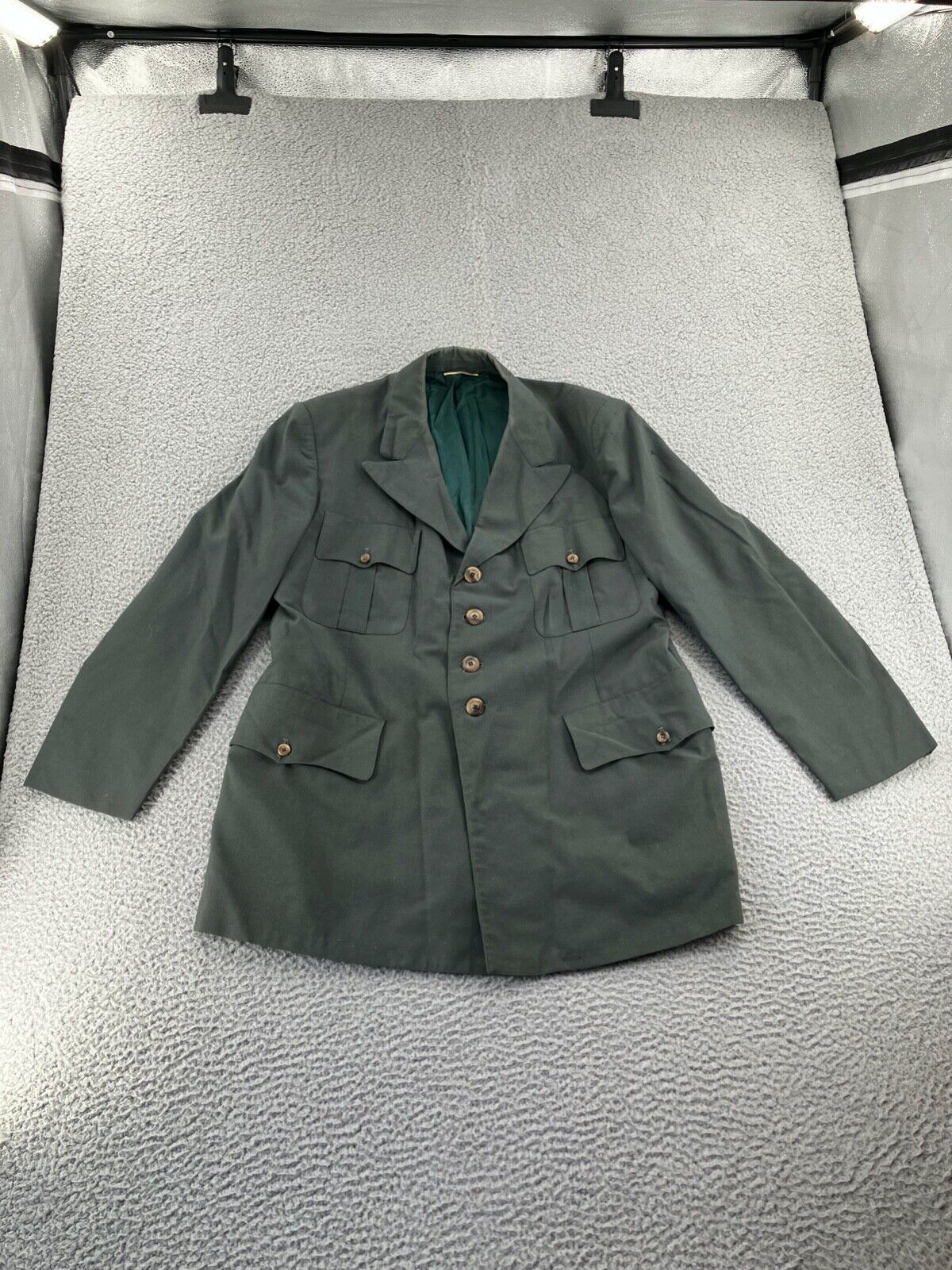 Vintage US Army Military Blazer Mens 48 Regular Green Wool Coat Uniform Jacket