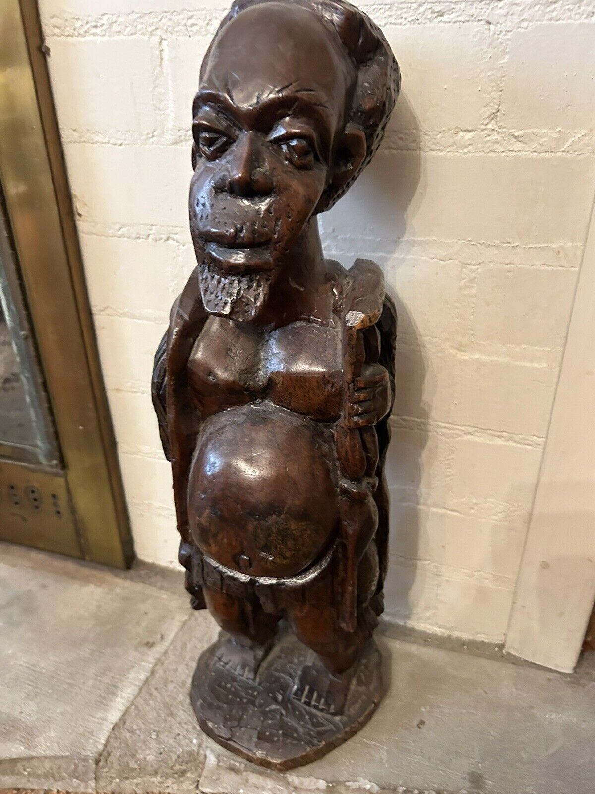 Early 1900s Hand Carved Ebony Wood South African Sculpture Tribal Figure