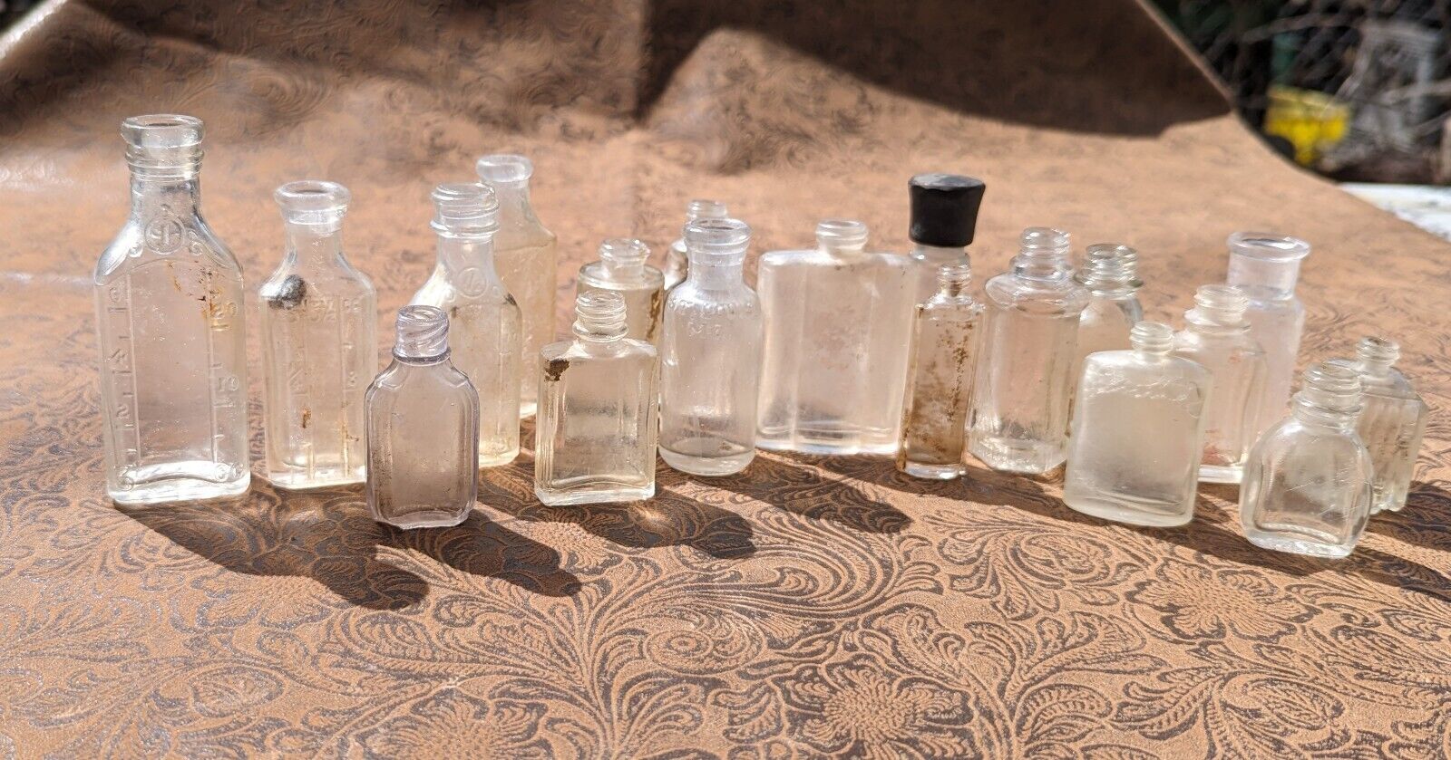19 Vintage Small Glass Bottles, Perfume, Medicine 