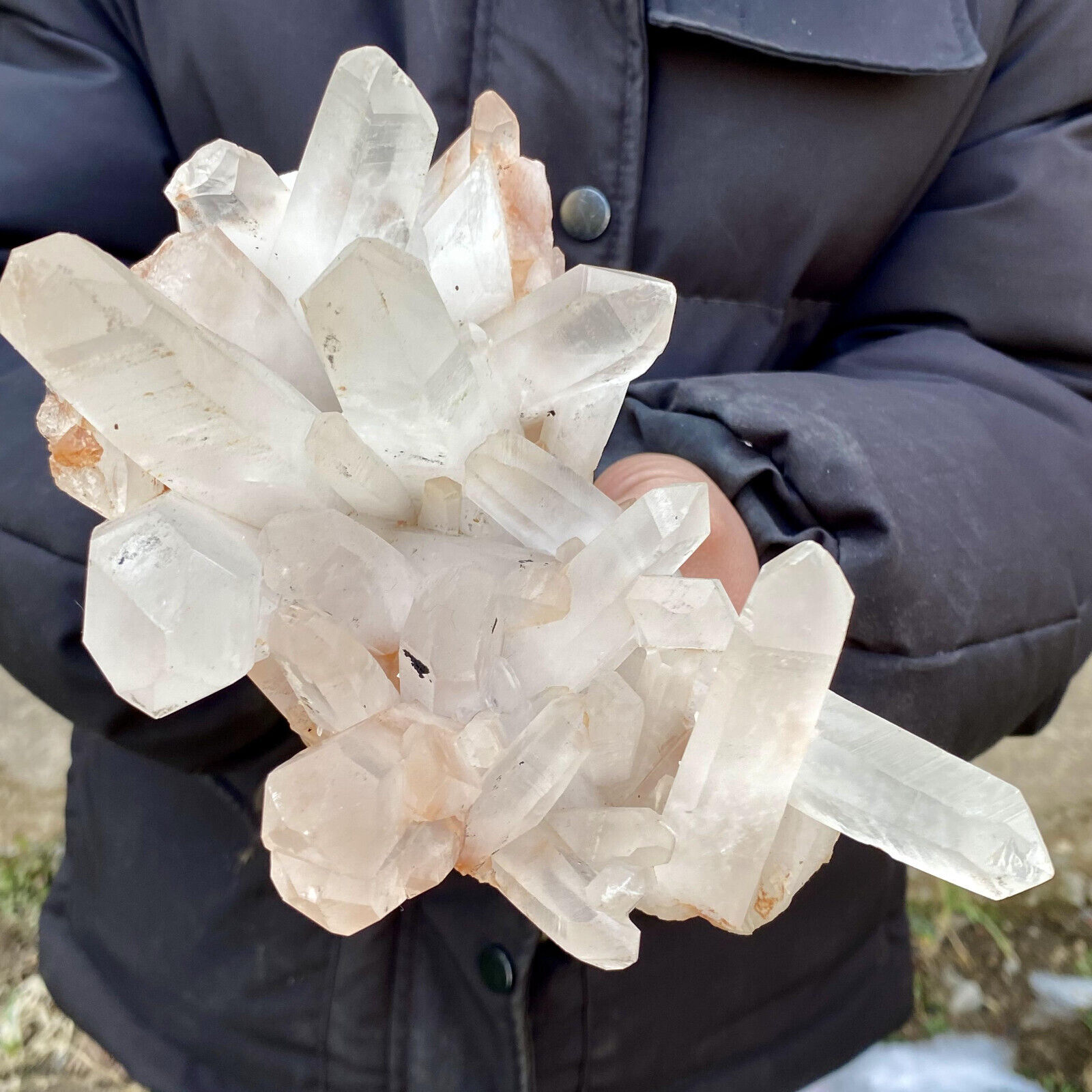 3.3LB A+++Large Natural white Crystal Himalayan quartz cluster /mineralsls