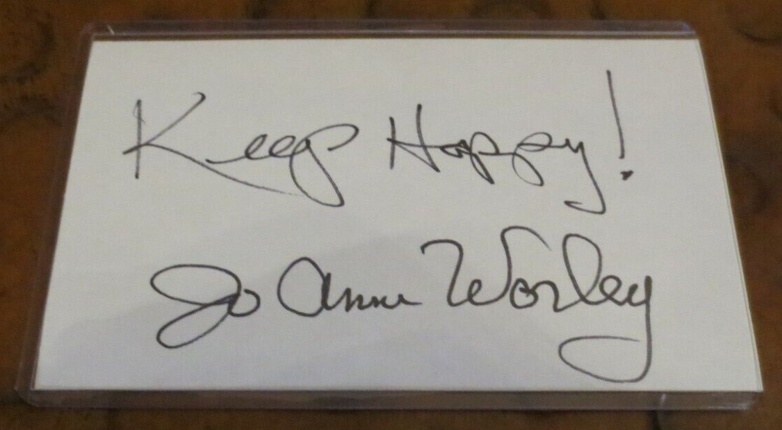 Jo Anne Worley actress comedienne autographed index signed Rowan&Martin Laugh In