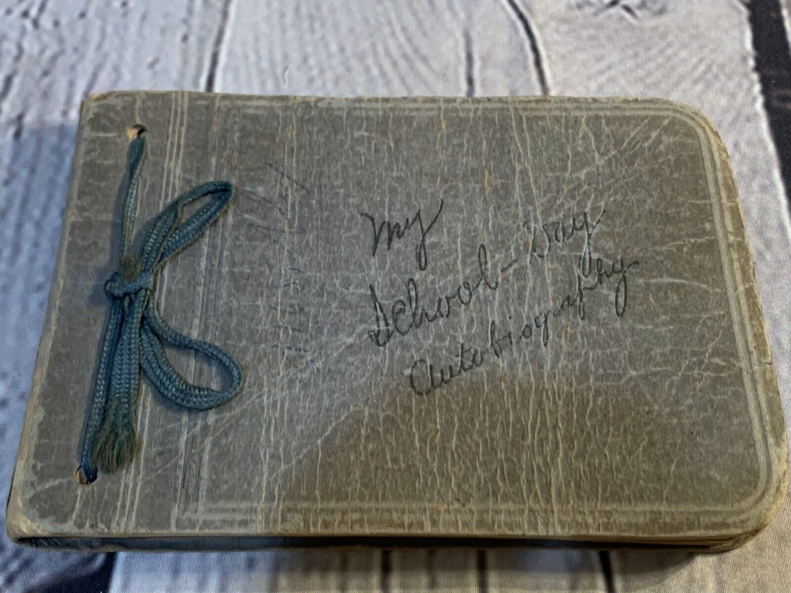 VTG 1920s My School-Day Autograph Signed Leather Bound Book, handwritten notes