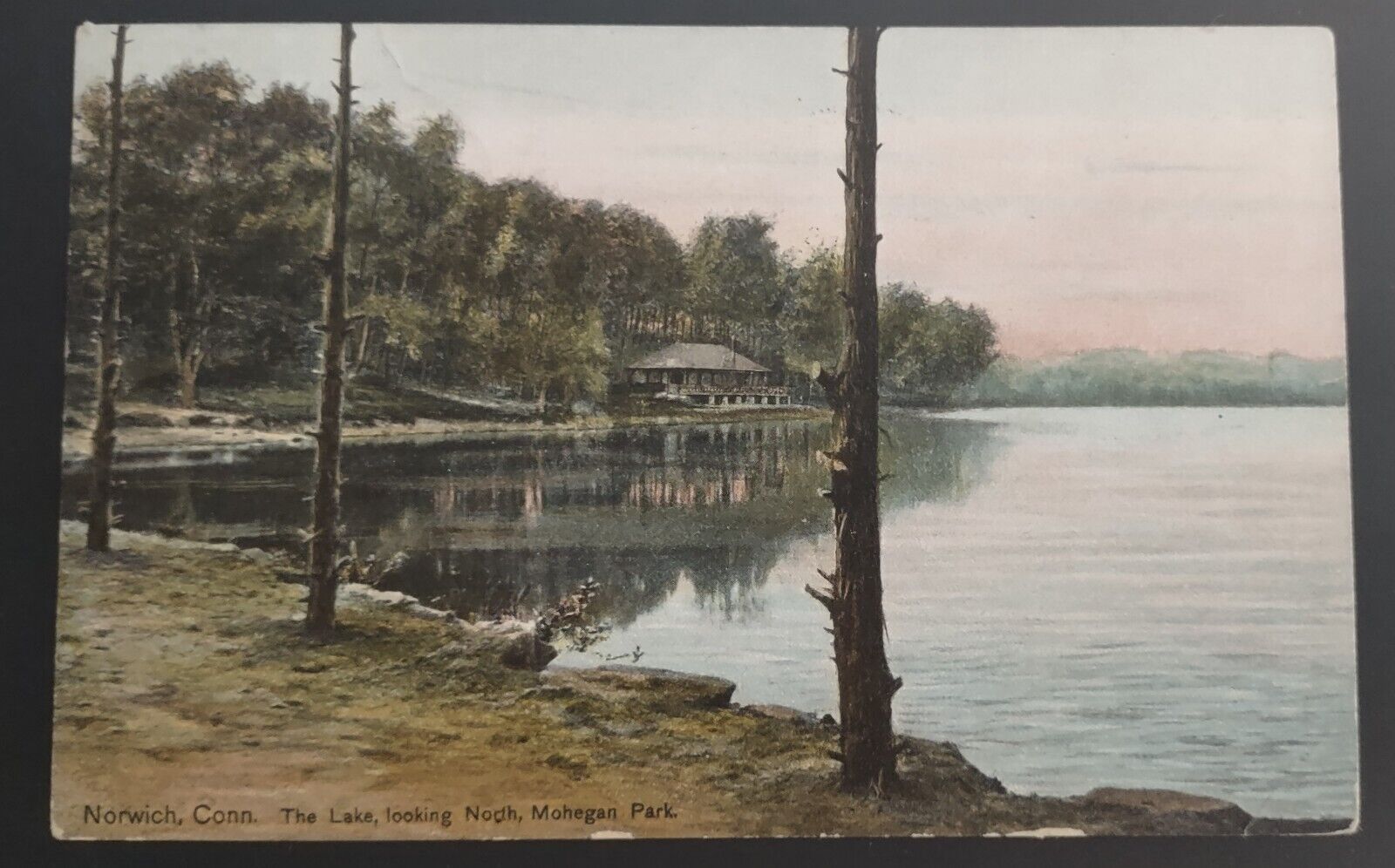 Postcard Norwich Connecticut The Lake Looking North Mohegan Park