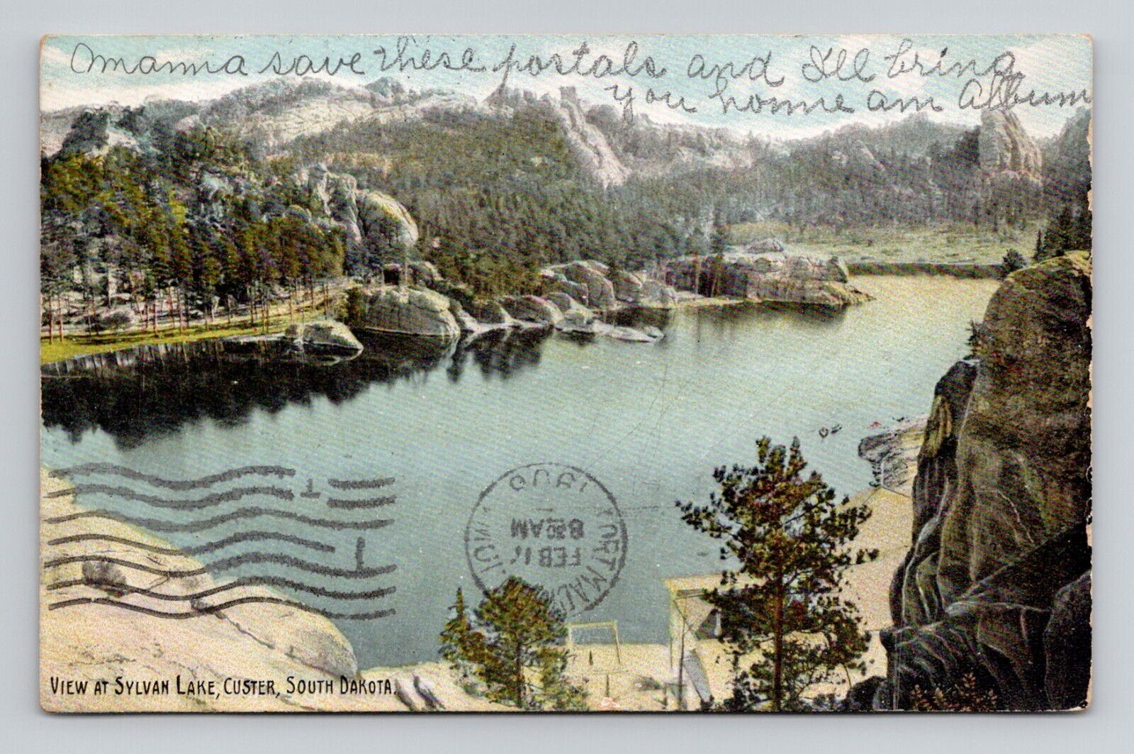 Postcard Sylvan Lake Custer South Dakota SD, Antique i12
