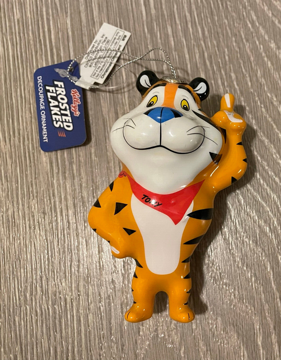 NEW KELLOGGS FROSTED FLAKES TONY TIGER DECOUPAGE ORNAMENT 