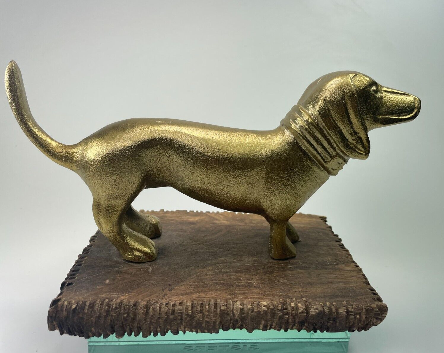 Department Dept. 56 Dachshung Wiener Dog Figurine Wooden Base Ceramic Lovely Ad1