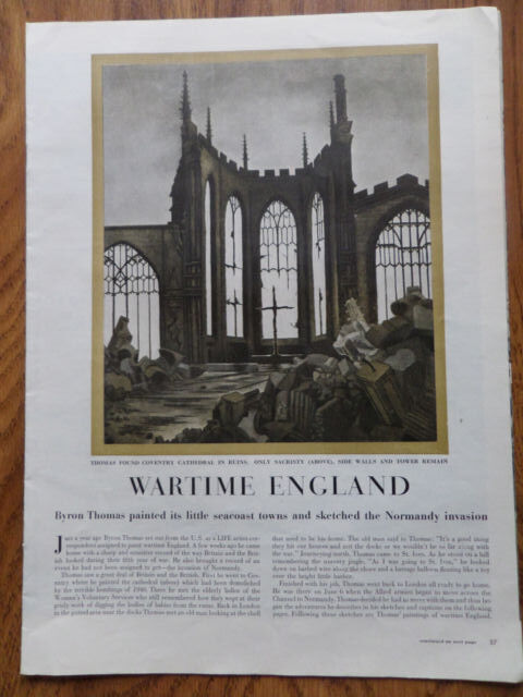1944 Photo Article Ad WW 2 Thomas  & Bohrod Sketches Wartime England Normandy