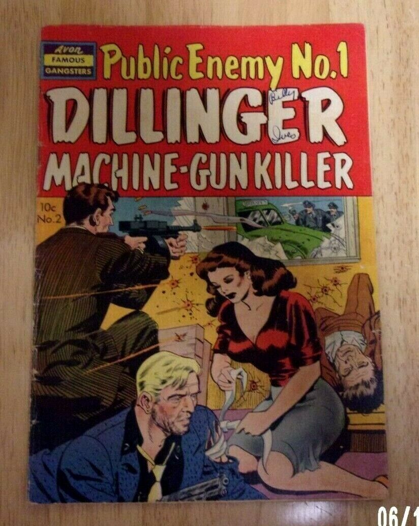 FAMOUS GANGSTERS #2 AVON SHARP VG/FN 1951 DILLINGER,KELLY,WALLY WOOD,CHECK