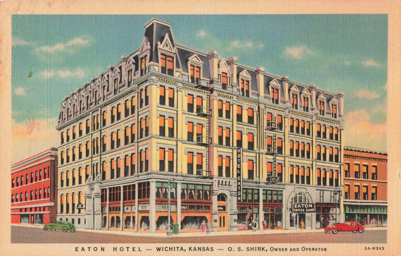 Wichita KS Kansas, Eaton Hotel & Coffee Shop Advertising, Vintage Postcard