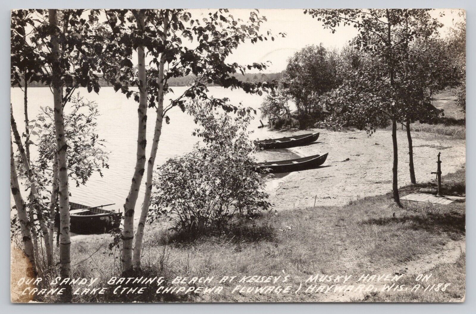 Vtg RPPC Post Card Kelsey\'s Musk Haven, On Crane Lake, Hayward, Wisconsin H409