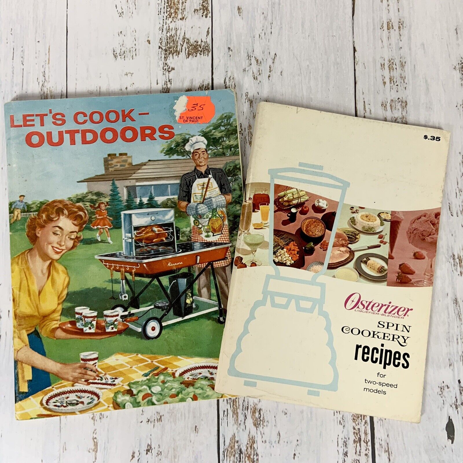 1959 LET\'S COOK OUTDOORS Sears Roebuck & Co. 63 Pages| OSTERIZER Recipes 1966