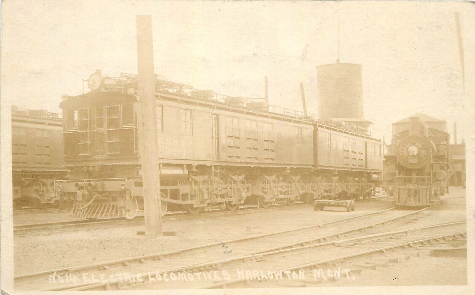 Postcard RPPC Montana Harlowton Railroad Locomotive 1921 23-1662