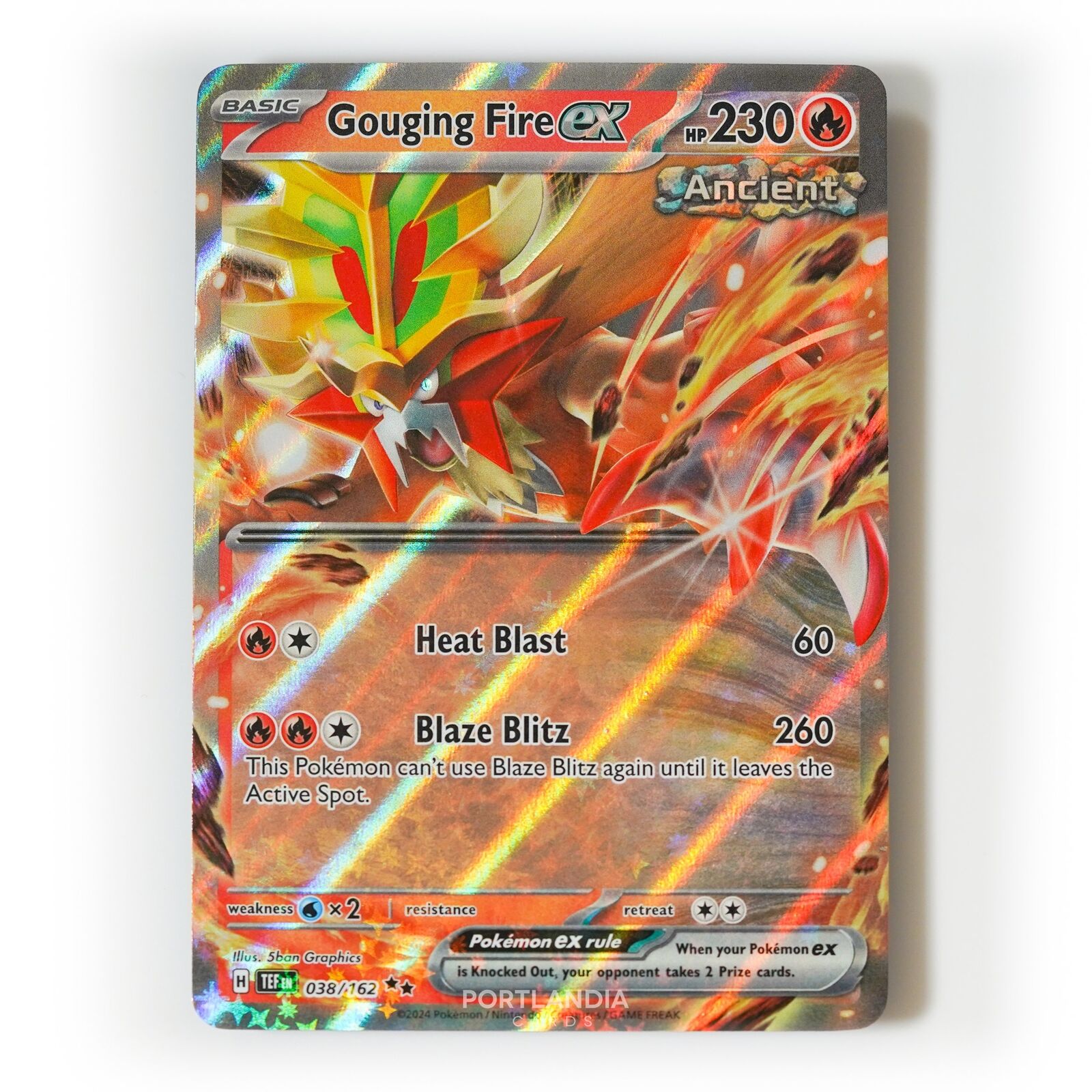 Pokemon - 	Gouging Fire ex - 038/162 - SV Temporal Forces - Half Art Card