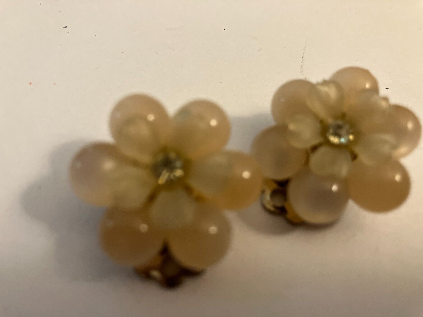 VINTAGE ESTATE coro rhinestone flower cluster clip on   earrings