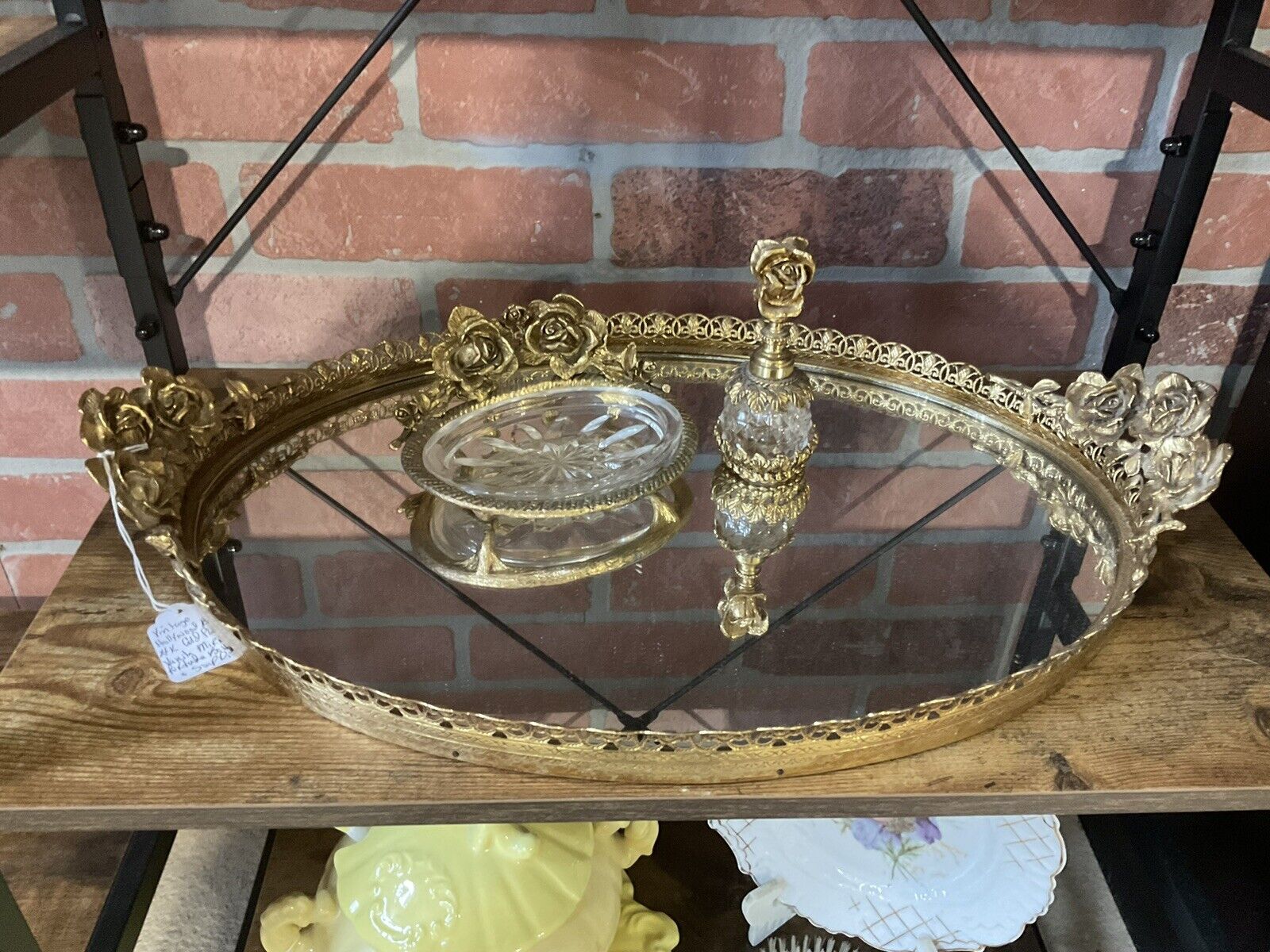 24 k gold plated vanity mirror vintage