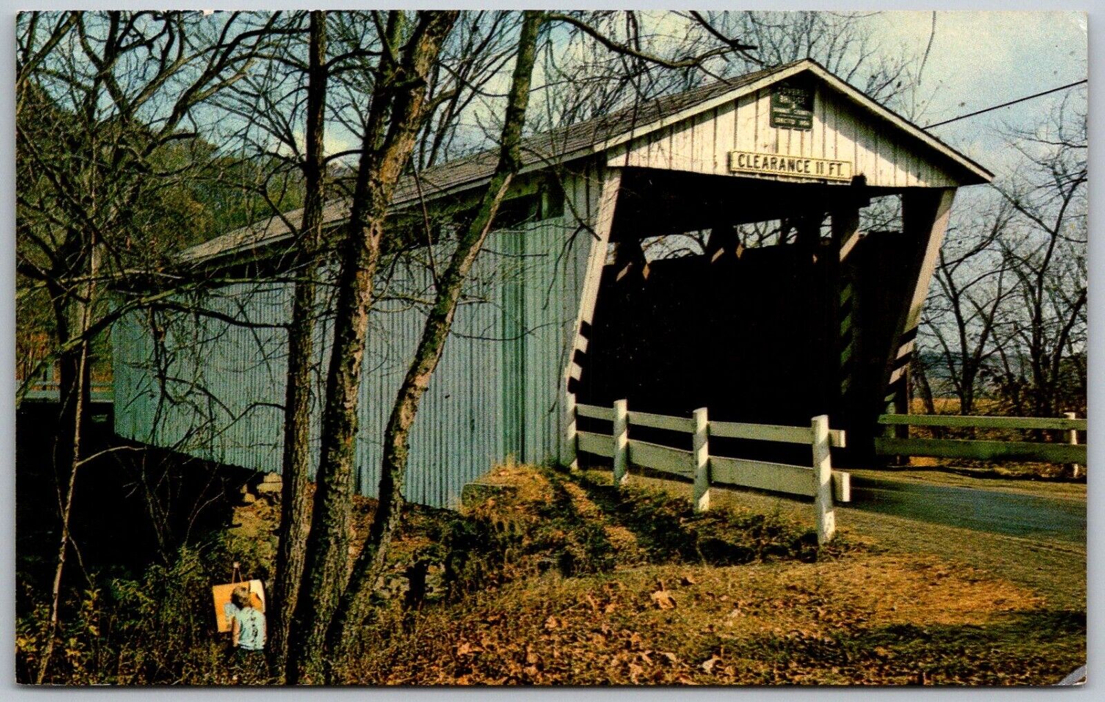 Boston Township (Akron Cleveland) Ohio 1950s Postcard Covered Bridge