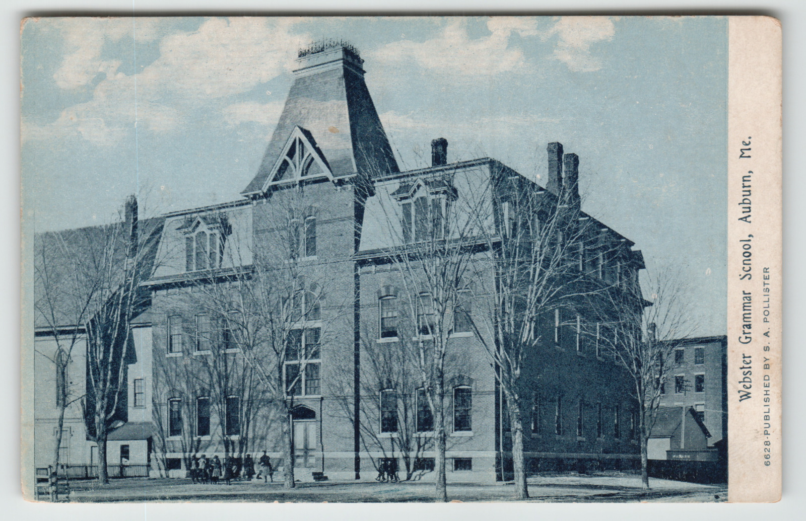 Postcard Webster Grammar School in Auburn, ME