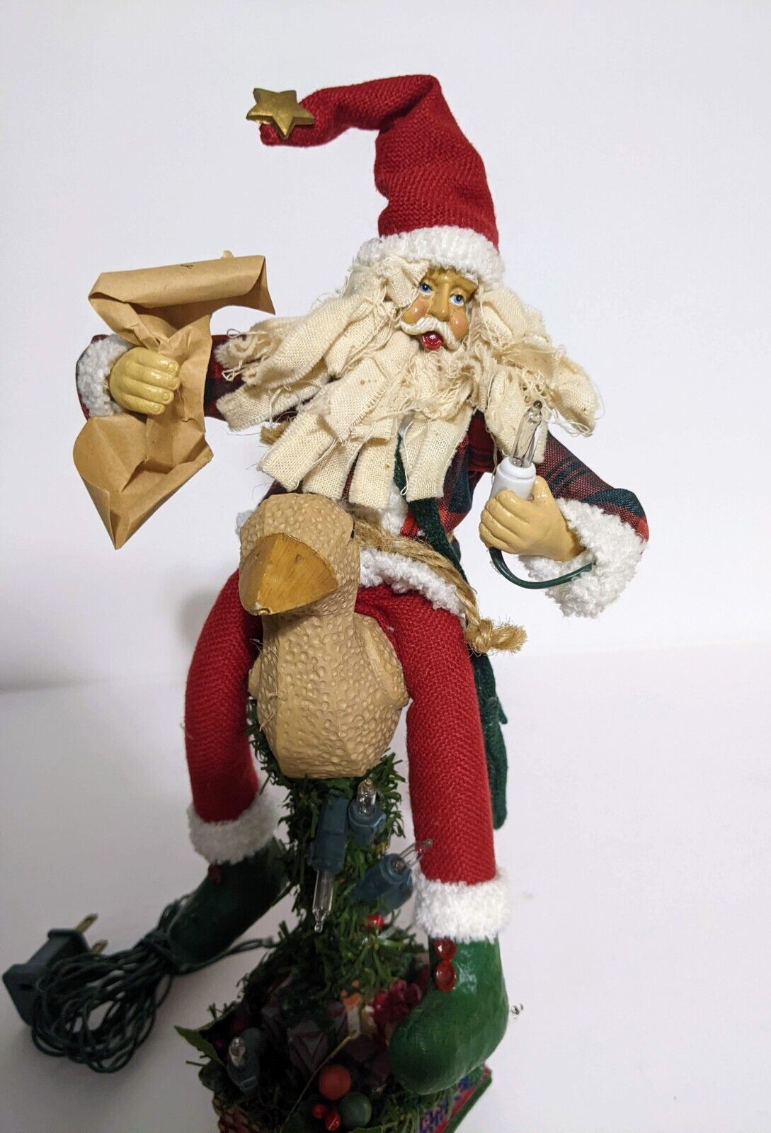 Santa Claus Riding the Christmas Goose Rare Playful Lighted Decoration