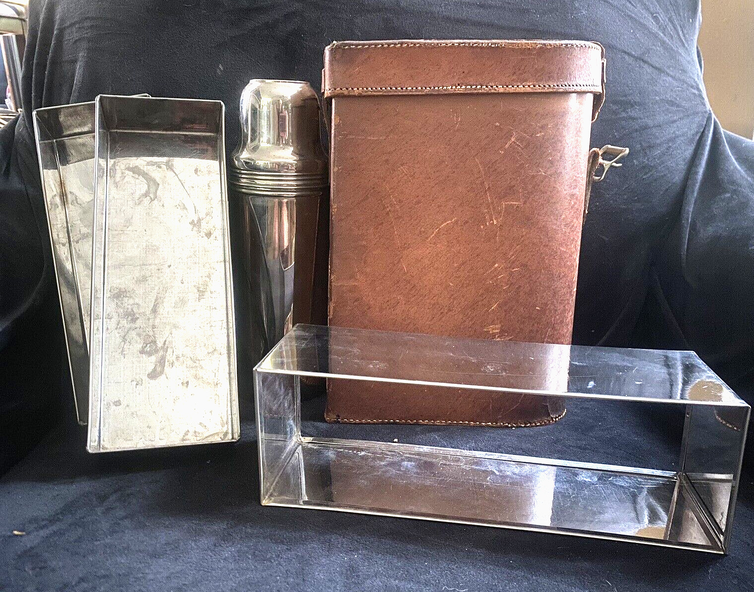 Vintage Landers Frary & Clark Universal Leather  Lunch Box & Thermos Set
