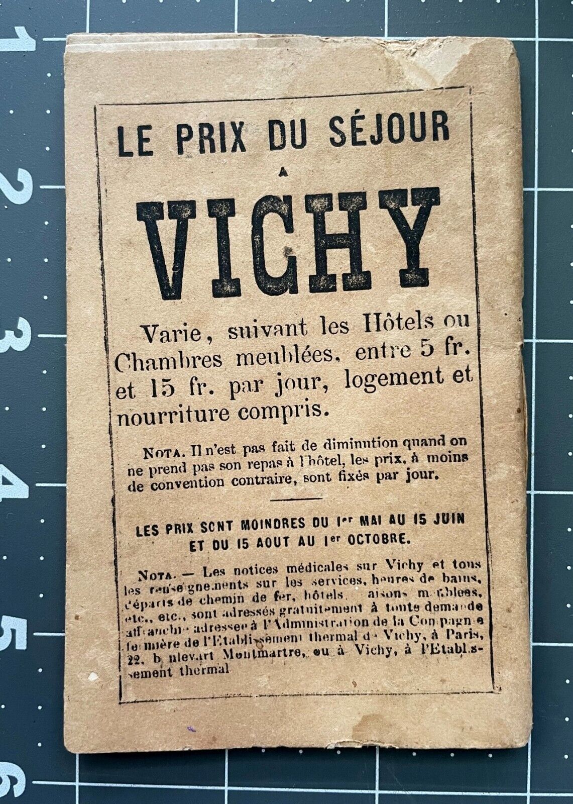 1865 Saison Guide to Thermal Water Establishments of Vichy France