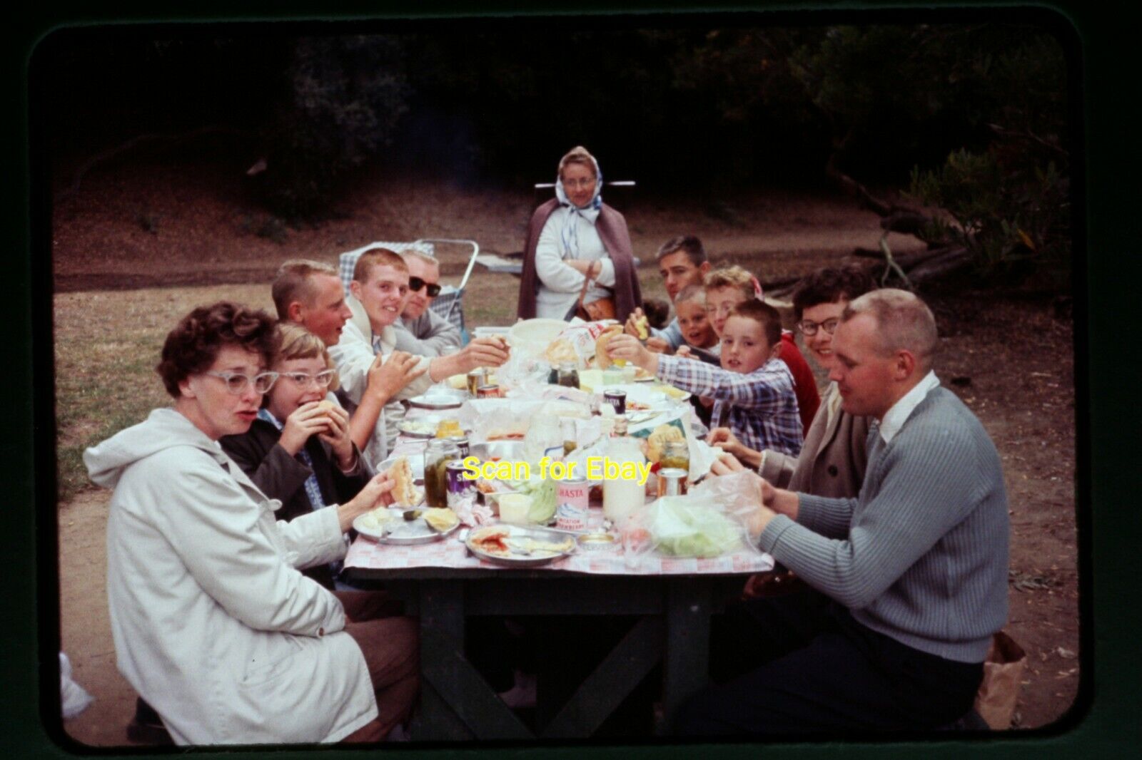 People having Picnic with Shasta Soda Cans in 1961, Slide aa 2-1b