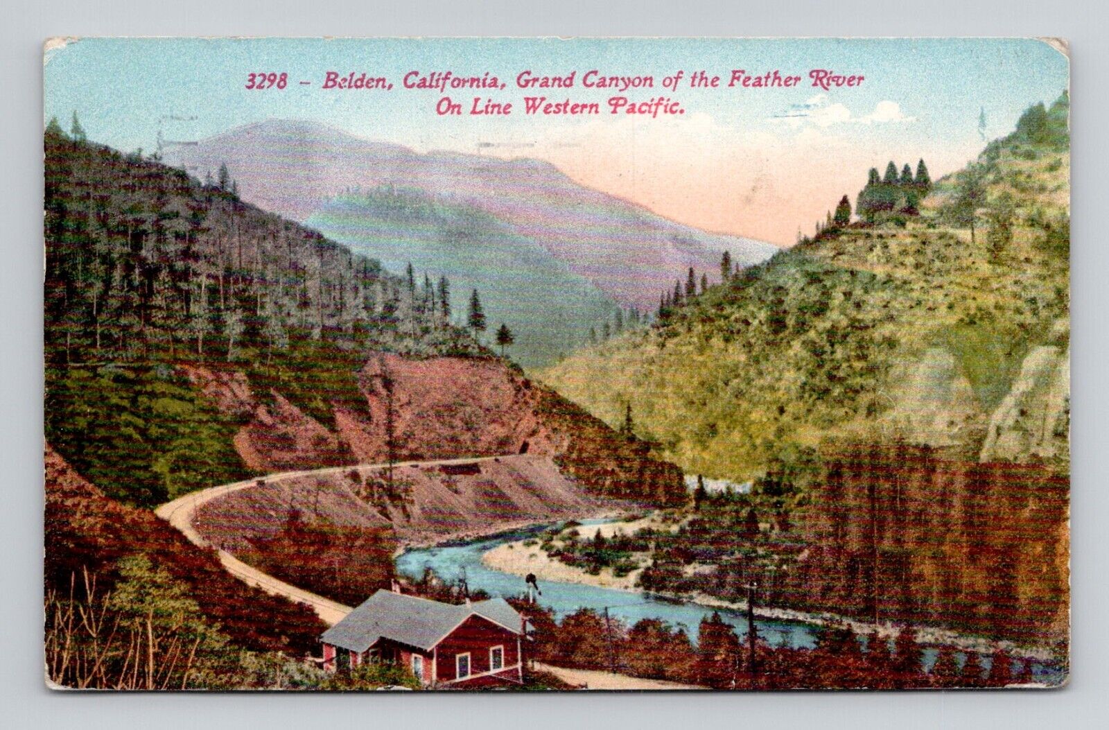 Postcard Western Pacific Railway Belden California CA, Antique F11