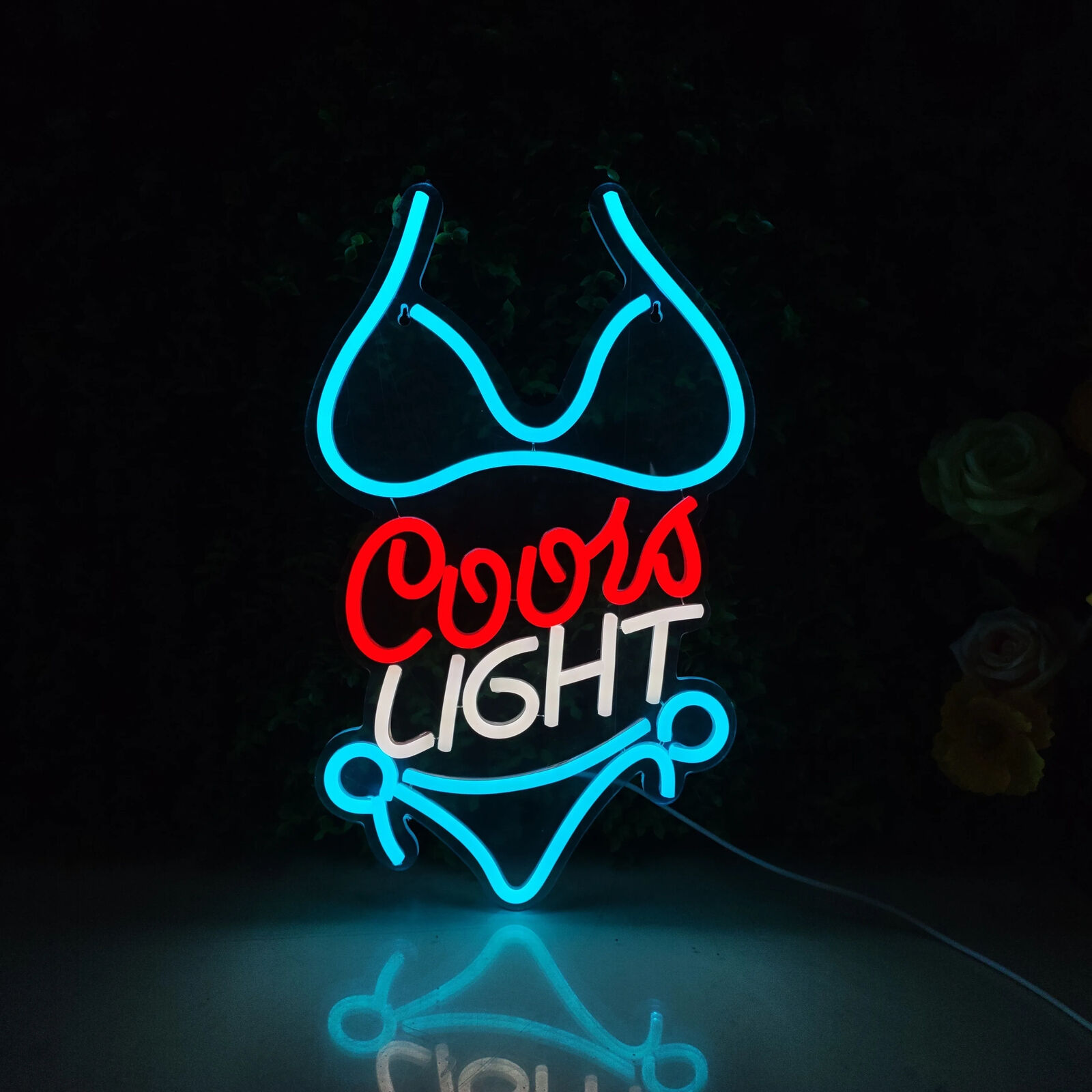 Coors Light Bikini Neon Sign Beer Decor for Garage Man Cave Bar Room Light Up