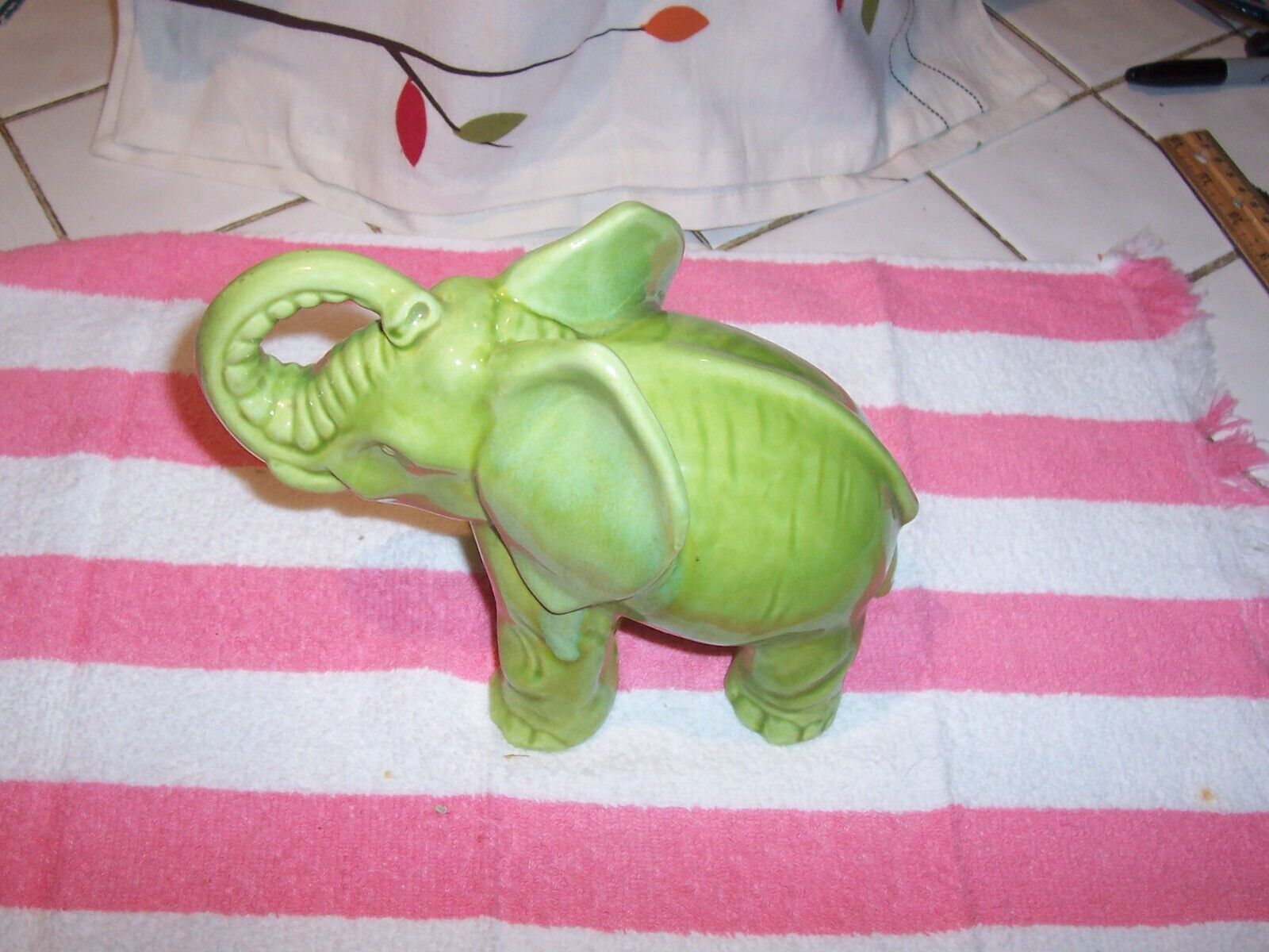 Vintage 8 inches Ceramic Elephant Figurine Statue, Paper Weight, 