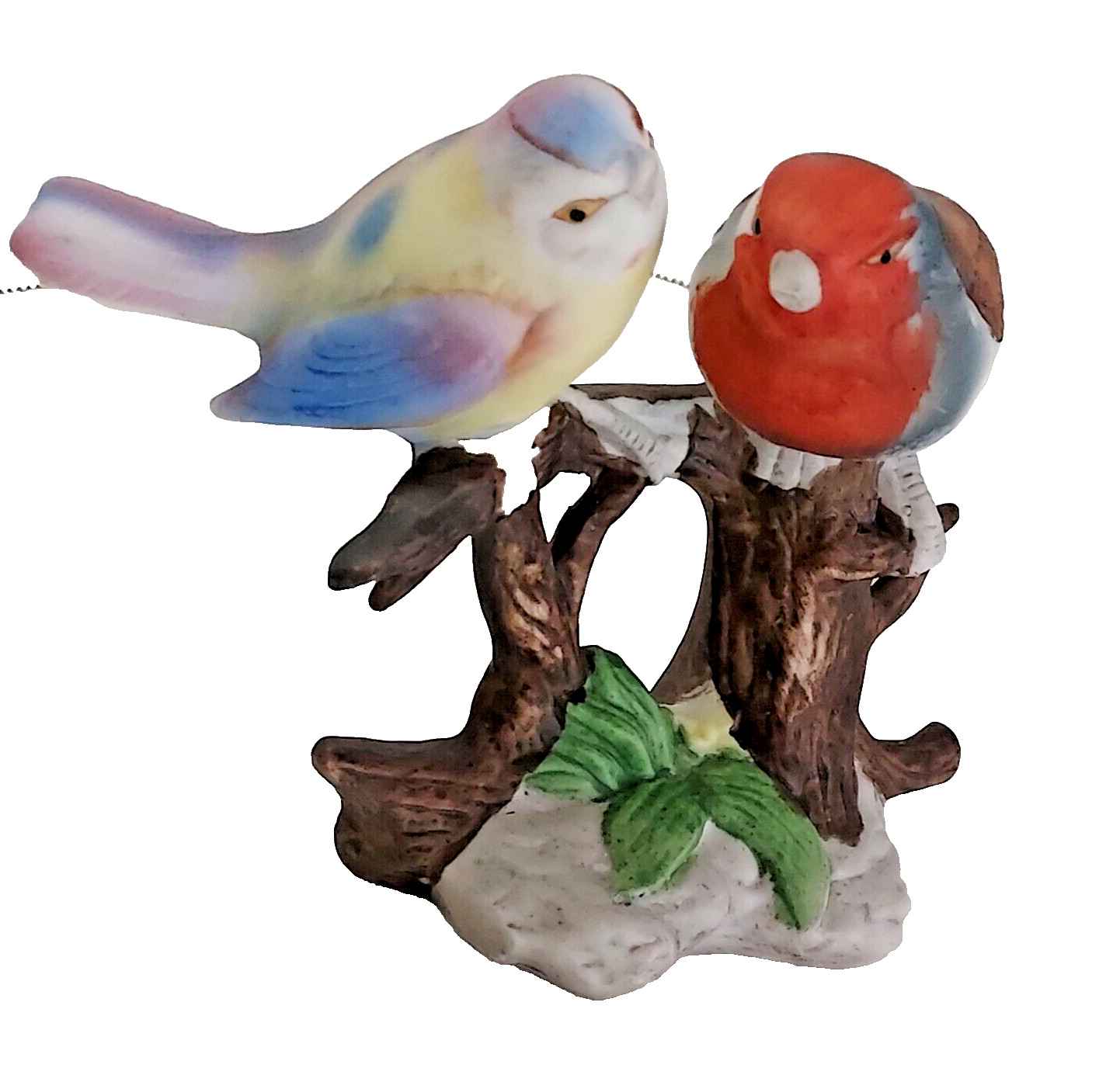Two Birds Figurine ~ Bisque Porcelain Finch Vintage 4.5\