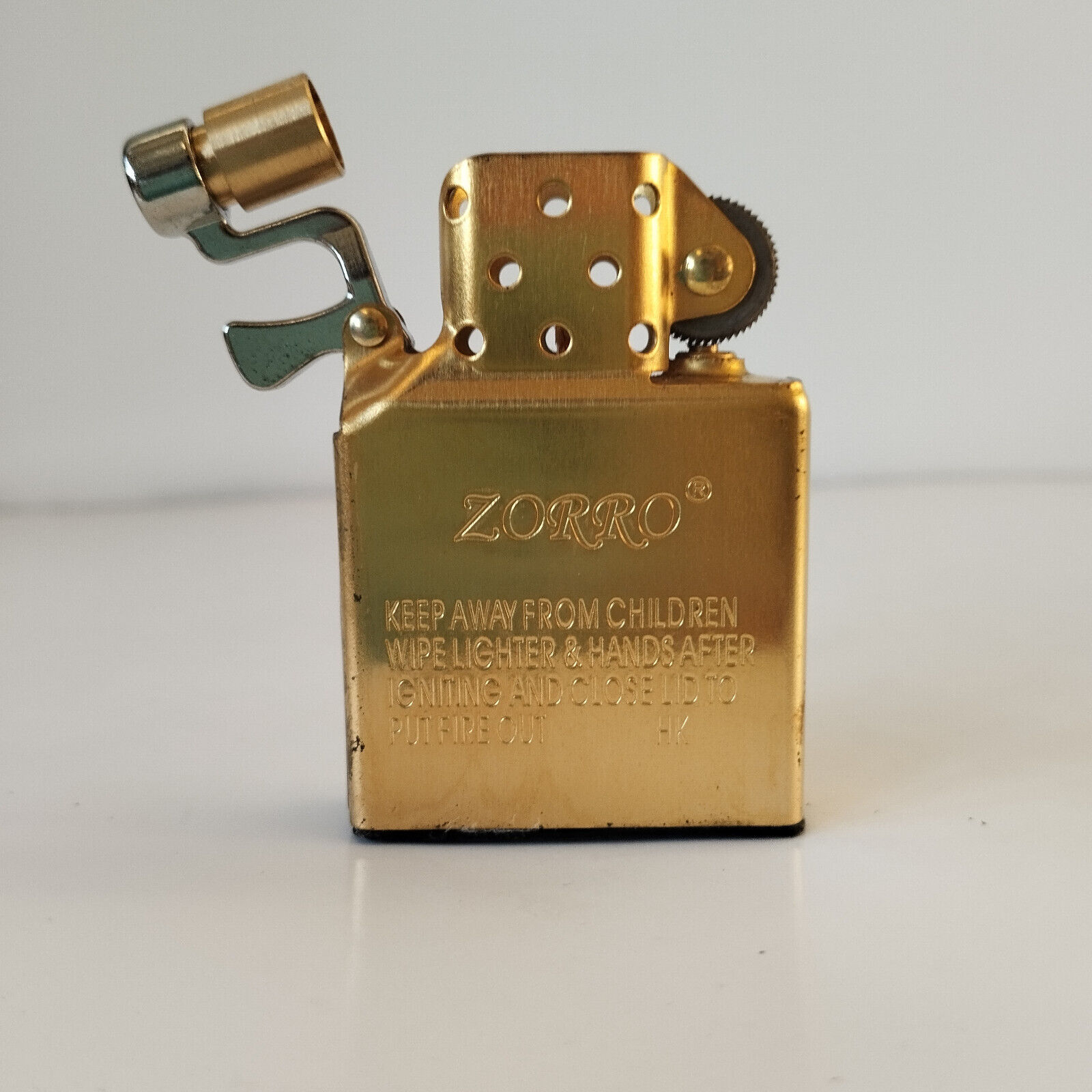 Zorro Brass Lighter Insert with Wick Cover & Bottom Rubber Gasket