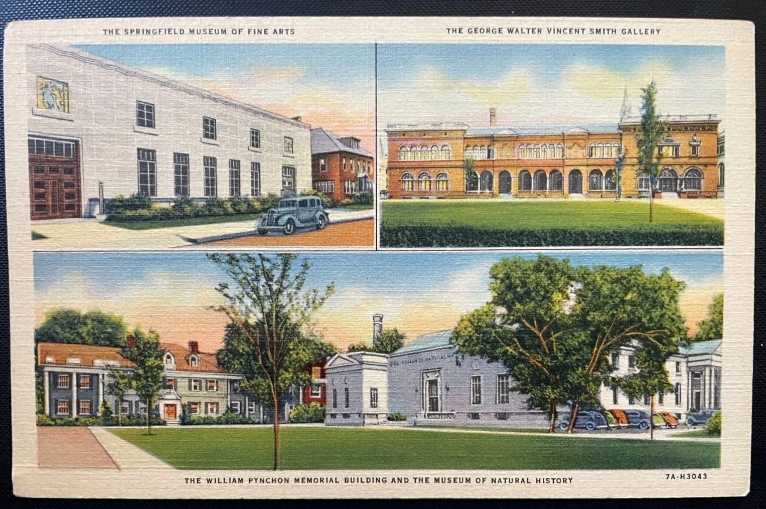 Vintage Postcard 1937 Three Museums, Springfield, Massachusetts (MA)